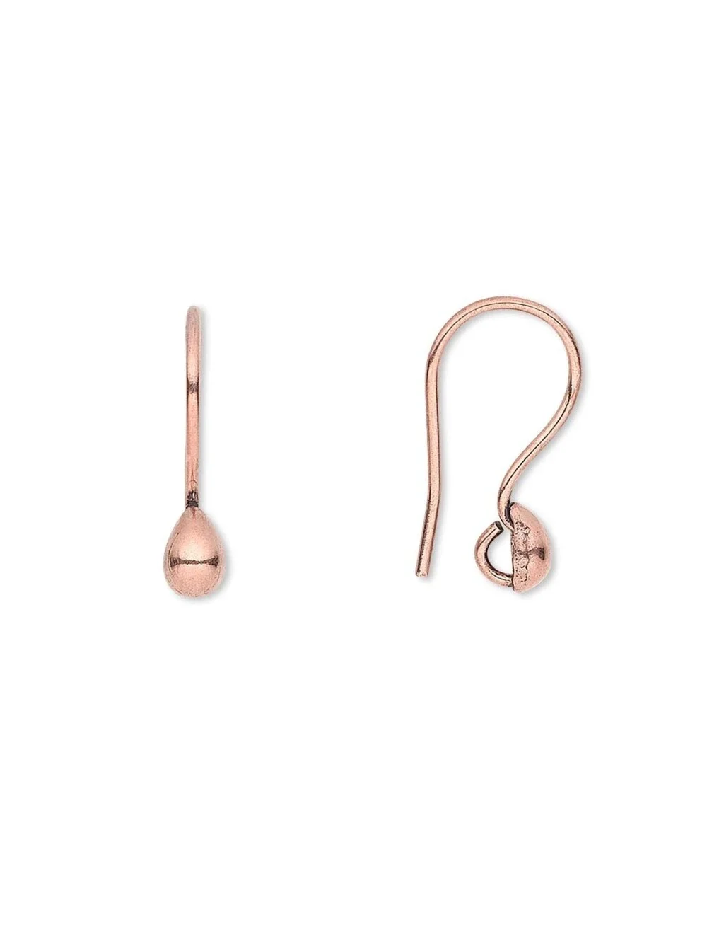 Antiqued Pure India Copper Teardrop Ear Hooks Earring Findings 4 pcs